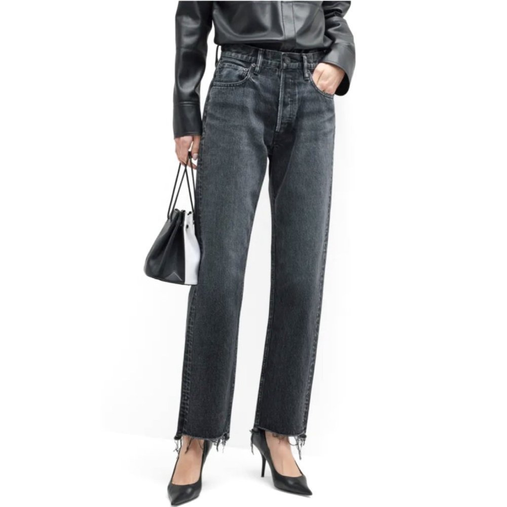 Moussy Vintage Detroit Wide Straight Leg Black Jeans NWT Size 27 - Picture 2 of 15